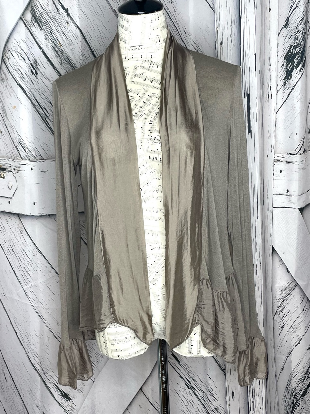 Piazza Del Tempio Cardigan Open Front Ruffle Trim M